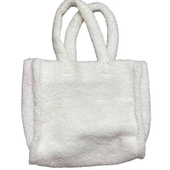 Victoria’s Secret Sherpa Tote Ivory Cream Reusable Shoulder Bag - Picture 2 of 13